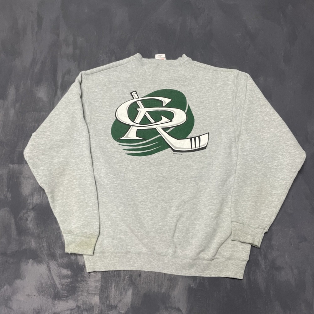 Vintage Cedar Rapids Roughriders Sweatshirt Men Large Grey 1990s Fruit of Loom